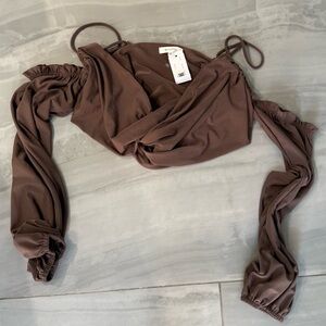 NWT WINDSOR Better Be Mocha Wrap Blouse